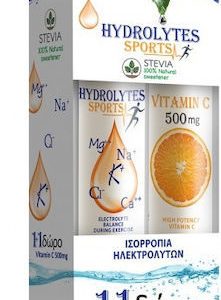 Power Health Hydrolytes Sports with Stevia 20 Αναβράζοντα Δισκία & Vitamin C 500mg 20 Αναβράζοντα Δισκία