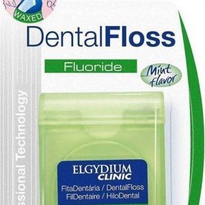 Elgydium Clinic Dental Floss Fluoride Οδοντικό Νήμα Ελαφρώς Κηρωμένο Με Φθόριο Μήκους 35m Με Γεύση Μέντας 1 τεμάχιο