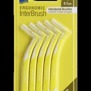 Intermed Ergonomic Μεσοδόντια Βουρτσάκια με Λαβή 0.7mm Κίτρινα 4τμχ