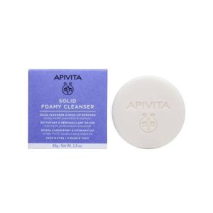 Apivita Solid Foamy Μπάρα Σαπουνιού Καθαρισμού Προσώπου & Ματιών 80gr