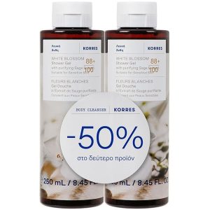 Korres Promo White Blossom Shower Gel Ενυδατικό Αφρόλουτρο Σώματος Λευκά Άνθη 500ml (2x250ml)