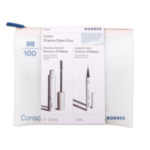 Korres Color Drama Eyes Duo 01 Black, Σετ Μακιγιάζ Ματιών με Μάσκαρα Όγκου και Υγρό Eyeliner 01 Black
