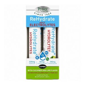 Power Health 1+1 ΔΩΡΟ Power of Nature Hydrolytes Rehydrate- Ηλεκτρολύτες με Γεύση Αγγούρι-Λάιμ, 2x20 Αναβράζοντα Δισκία