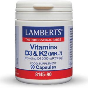 Lamberts Vitamins D3 & K2 Βιταμίνες D3 + K2 2000iu 90mg 90mcg 90 Κάψουλες
